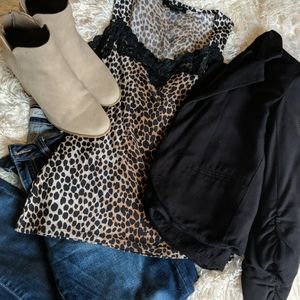 Leopard print dressy tank top